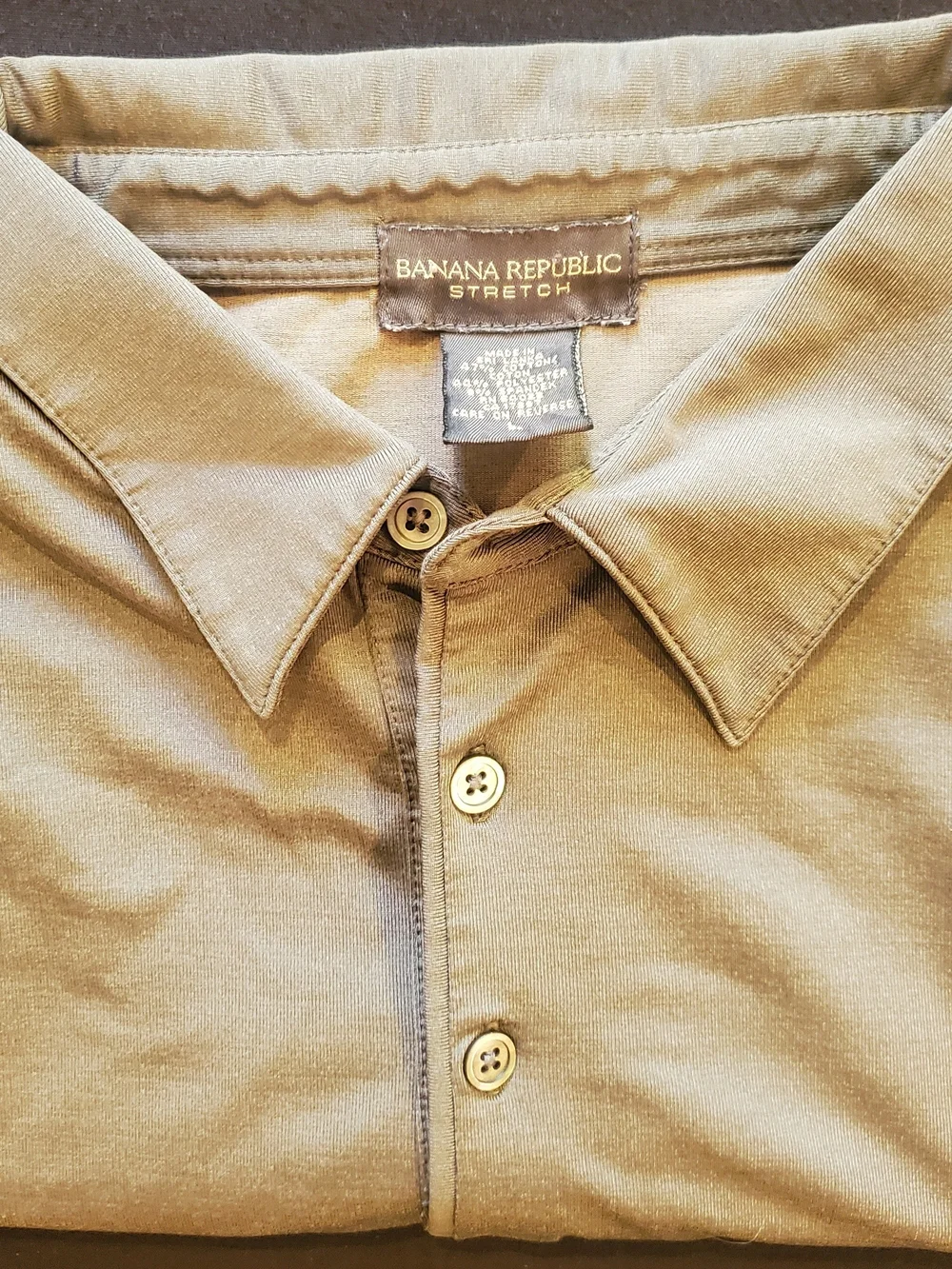Banana Republic Stretch Polo Shirt - Olive Khaki - Size L